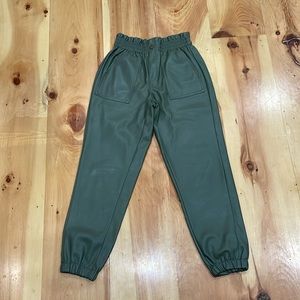Green High waisted Leather Pants